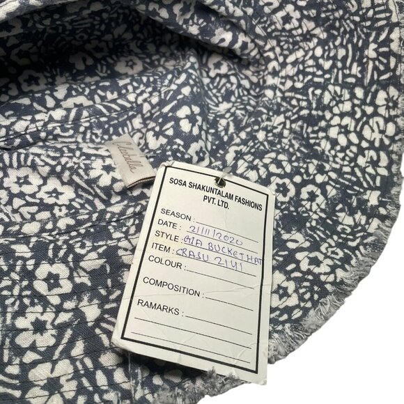Cleobella Gia Bucket Hat NWT Sample Blue White Floral Boho - Picture 2 of 5